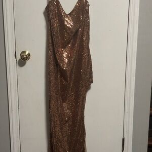Fashion Nova Bronze Sequin Maxi Dress
